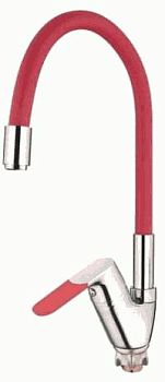 СМЕСИТЕЛЬ ДЛЯ КУХНИ LEDEME L4153-1, ГИБКИЙ ИЗЛИВ БОКОВОЙ, КРАСНЫЙ