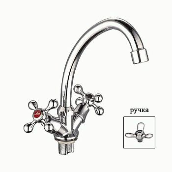 СМЕСИТЕЛЬ ДЛЯ КУХНИ LEDEME КРЕСТ ГАЙКА КЕРАМИКА (СИЛУМИН) L4912