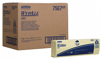 Протирочный материал в пачках Kimberly-Clark WypAll X80 7567, желтый